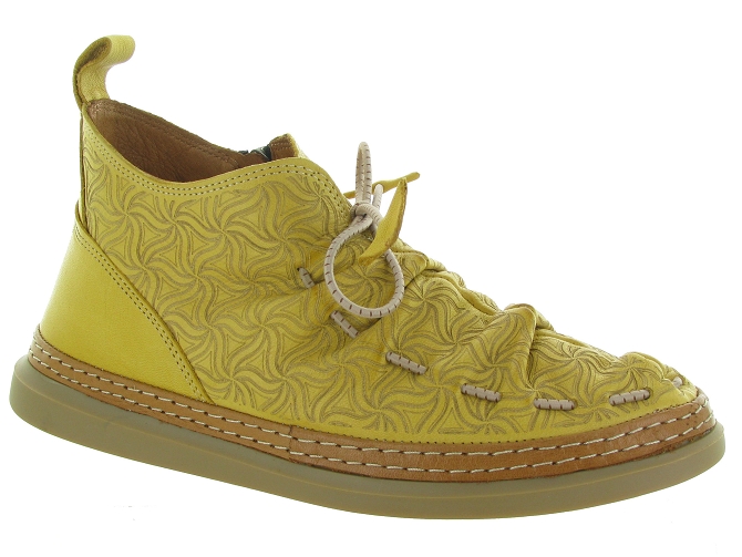 chaussures a lacets - Lacets détente - femme - Cuir - Jaune - Madory