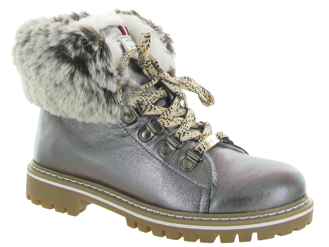 apres ski bottes fourrees - Botte de neige - femme - Cuir - Argent - Les tropeziennes