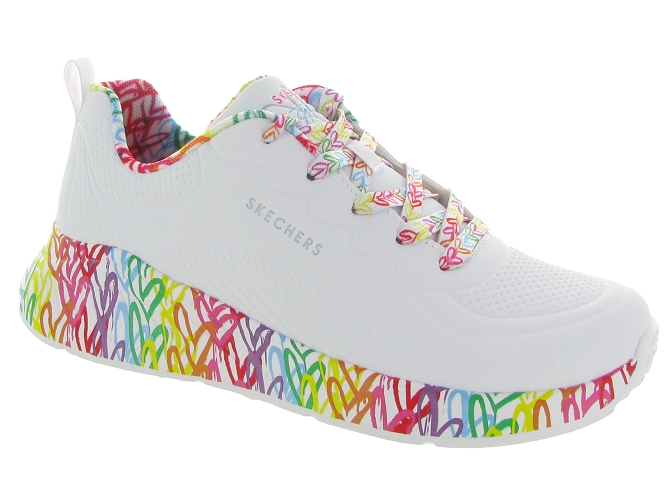 baskets et sneakers - Confort - femme - Toile Jean - Blanc - Skechers footwear