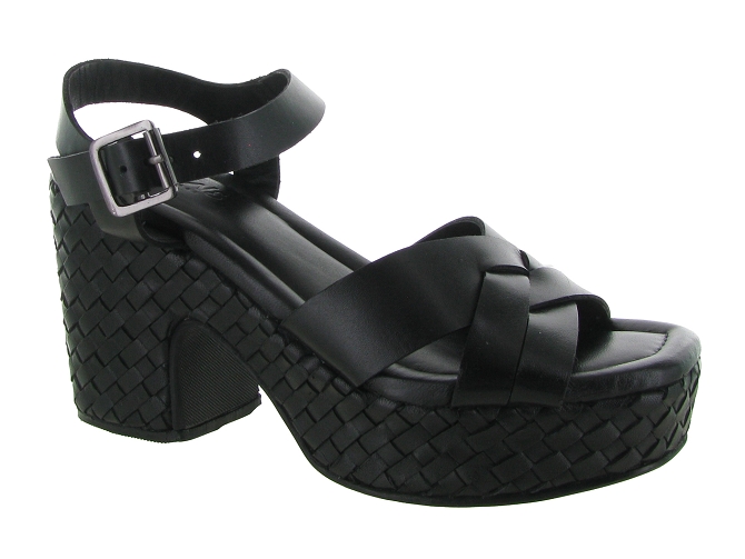 sandales et nu pieds - Casual - femme - Cuir - Noir - Reqins