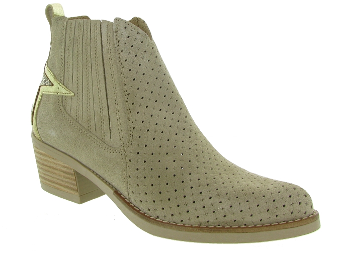 bottines et boots - Santiag - femme - Nubuck - Beige - Minka design