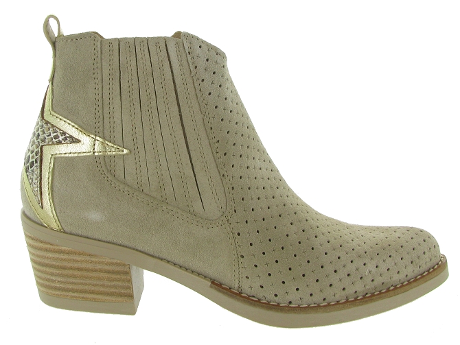 bottines et boots - Santiag - femme - Nubuck - Beige - Minka design6353201_2