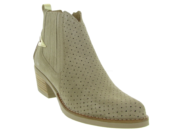 bottines et boots - Santiag - femme - Nubuck - Beige - Minka design6353201_3