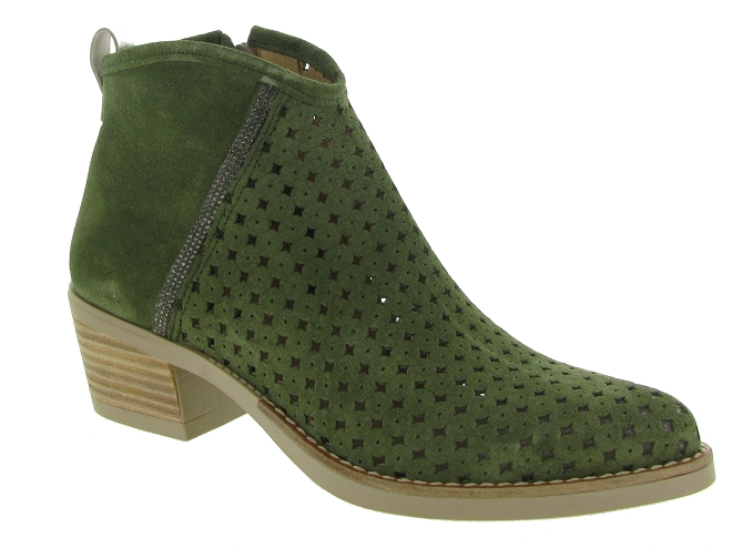 bottines et boots - Santiag - femme - Nubuck - Vert - Minka design