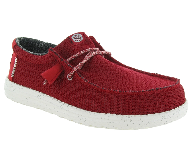 baskets et sneakers - Confort - homme - Toile Jean - Rouge - Hey dude