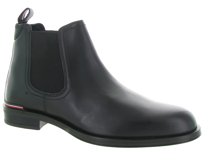 bottines et boots - Chelsea - homme - Cuir - Noir - Tommy hilfiger