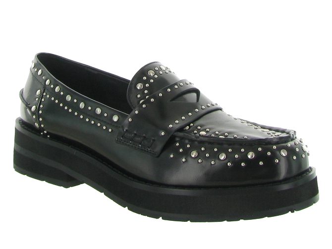 mocassins - Compensé - femme - Cuir - Noir - Bibi lou