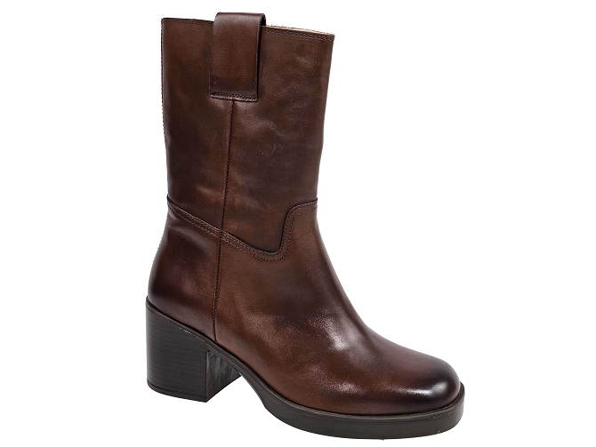 bottines et boots - Casual - femme - Cuir - Marron - Unisa