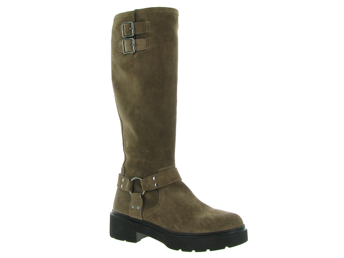 bottes - Cavalières - femme - Cuir - Beige - Unisa