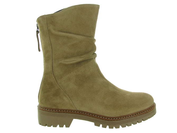 bottines et boots - Motardes & Rock and roll - femme - Nubuck - Beige - Reqins6722001_2