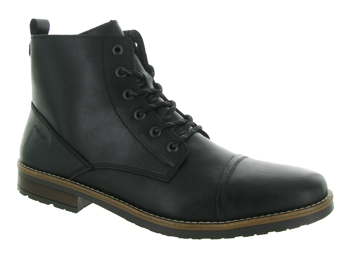 chaussures a lacets - Confort et décontracté - homme - Cuir - Noir - Rieker