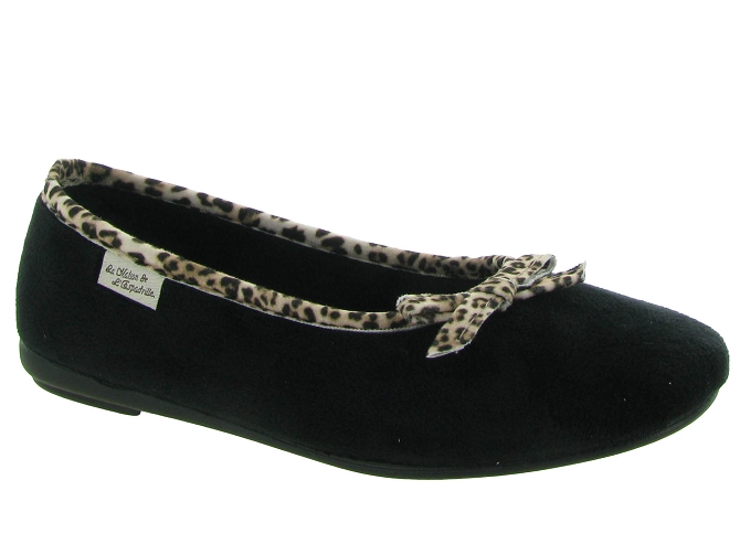 La maison de l espadrille chaussons et pantoufles 6055  ballerine leopard noir