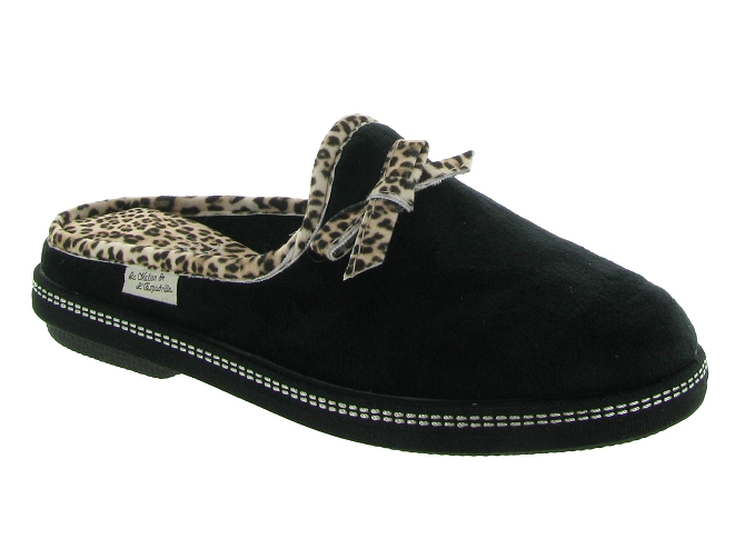 La maison de l espadrille chaussons et pantoufles 6812 mule leopard noir