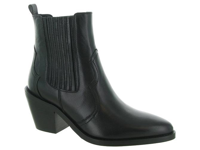 bottines et boots - Santiag - femme - Cuir - Noir - Bobbies