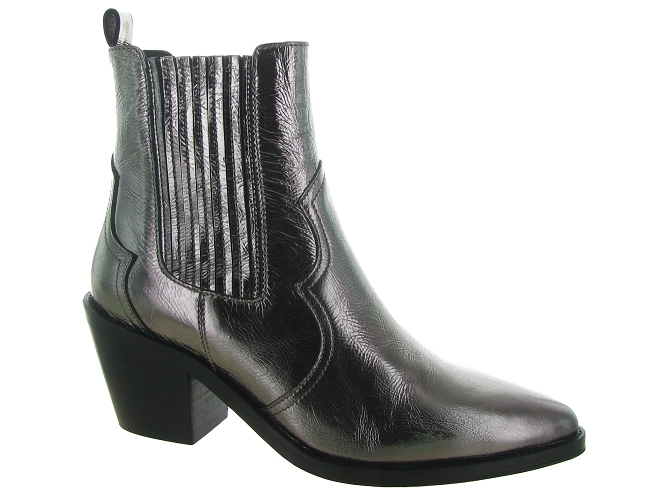 bottines et boots - Santiag - femme - Cuir - Argent - Bobbies