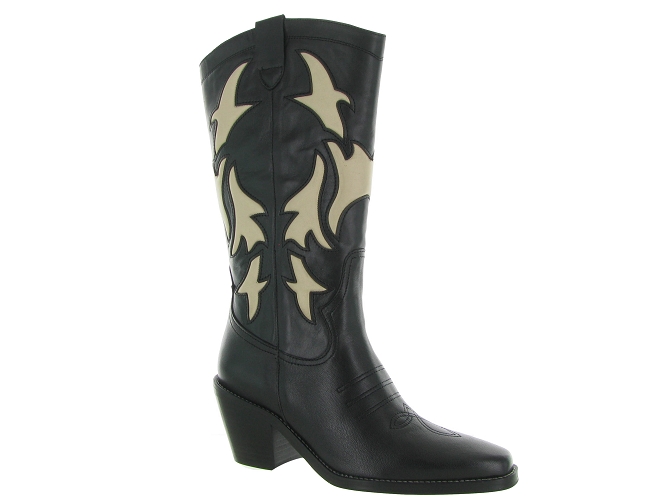 bottes - Santiag - femme - Cuir - Noir - Bobbies