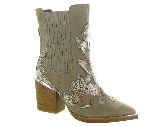 bottines et boots - Santiag - femme - Cuir - Beige - Alma en pena