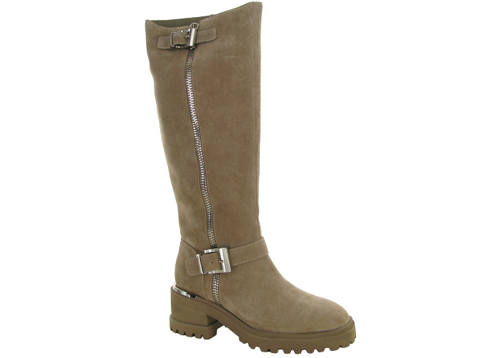 bottes - Motardes & Rock and roll - femme - Cuir - Beige - Alma en pena