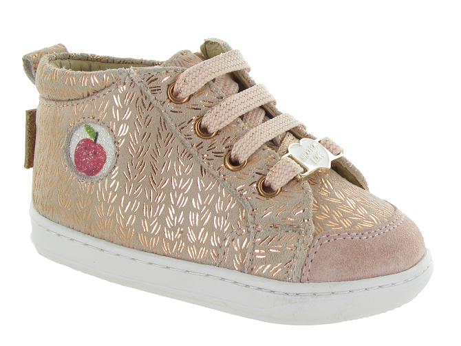 chaussures bebe du 18 au 27 - Semelle souple - bebe fille - Cuir - Rose - Shoo pom