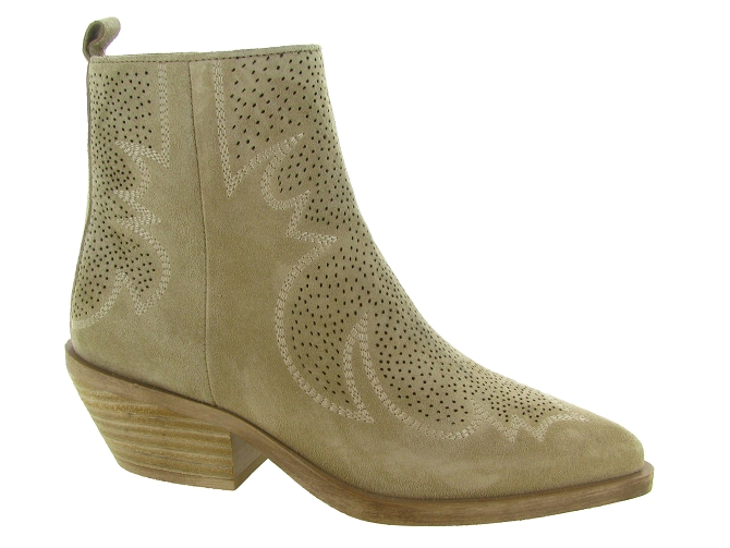 bottines et boots - Santiag - femme - Cuir - Beige - Alpe