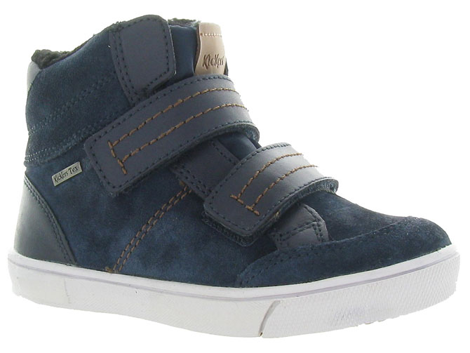 chaussures a scratch -  - junior garcon - Nubuck - Bleu Marine - Kickers