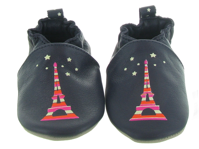 chaussons et pantoufles - Semelle souple - bebe fille - Cuir - Bleu - Robeez