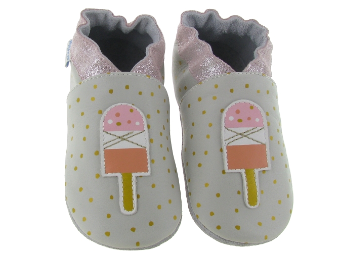 chaussons et pantoufles - Semelle souple - bebe fille - Cuir - Rose - Robeez