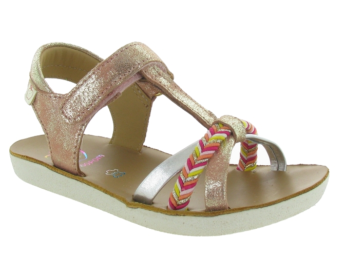 sandales et nu pieds - Semelle souple - junior fille - Cuir - Rose - Shoo pom