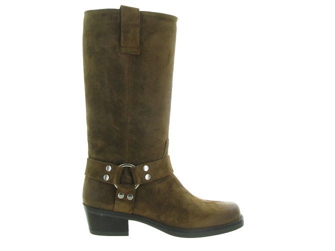 bottes - Motardes & Rock and roll - femme - Cuir - Marron - Julie dee7370202_2