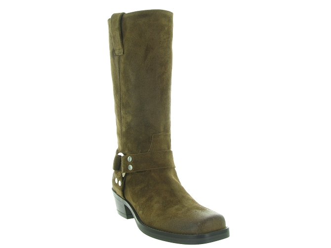 bottes - Motardes & Rock and roll - femme - Cuir - Marron - Julie dee7370202_3