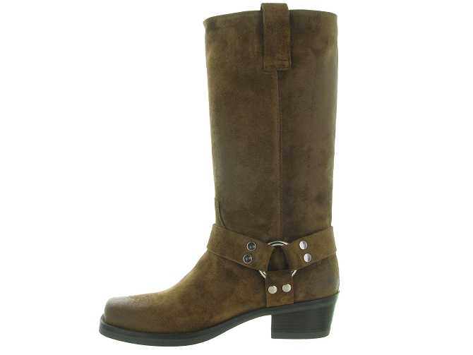 bottes - Motardes & Rock and roll - femme - Cuir - Marron - Julie dee7370202_4