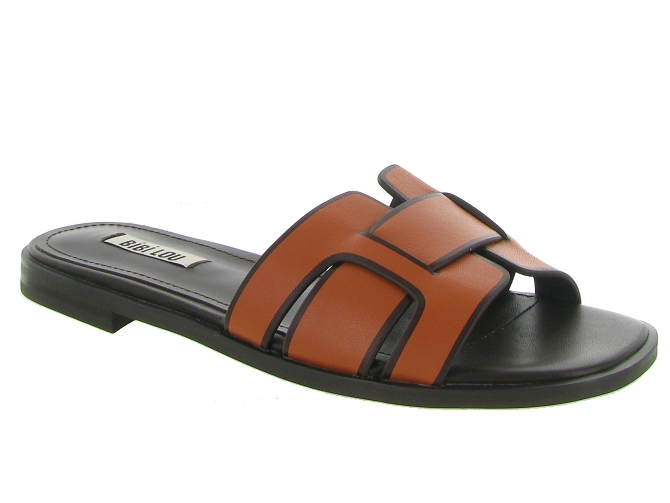 sandales et nu pieds - Mule Sabot - femme - Cuir - Orange - Bibi lou