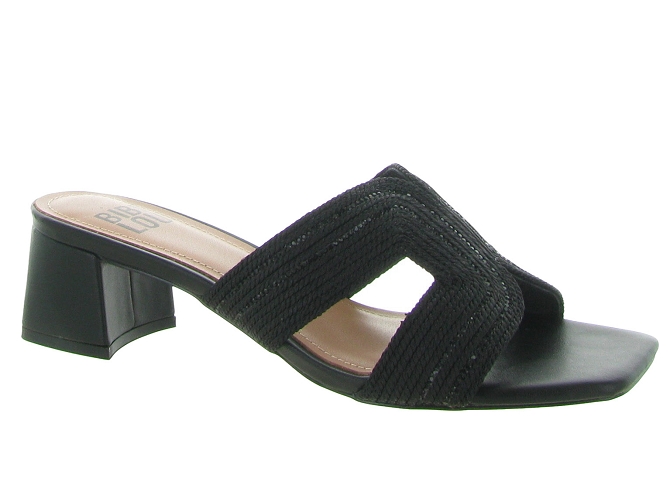 sandales et nu pieds - Mule Sabot - femme - Cuir - Noir - Bibi lou