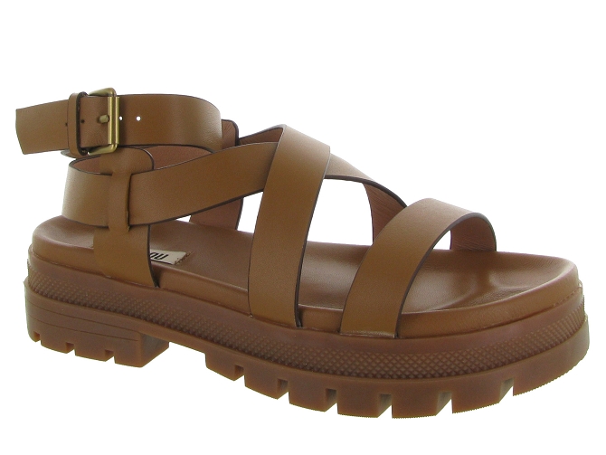 sandales et nu pieds - Casual - femme - Cuir - Marron - Bibi lou