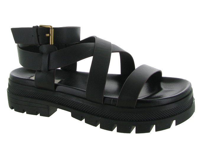 sandales et nu pieds - Casual - femme - Cuir - Noir - Bibi lou