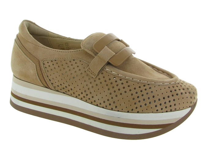 mocassins - Compensé - femme - Cuir - Beige - Softwaves