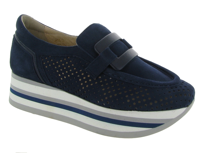 mocassins - Compensé - femme - Cuir - Bleu - Softwaves