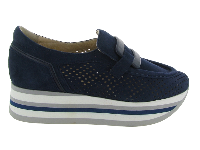 mocassins - Compensé - femme - Cuir - Bleu - Softwaves7372203_2