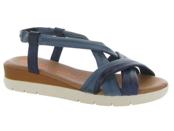 sandales et nu pieds - Casual - femme - Cuir - Bleu - Lola canales