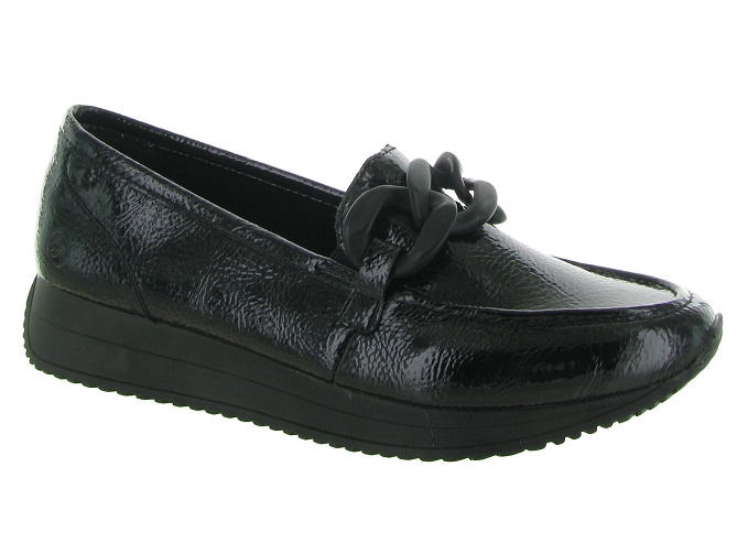 mocassins - Compensé - femme - Cuir - Noir - Remonte