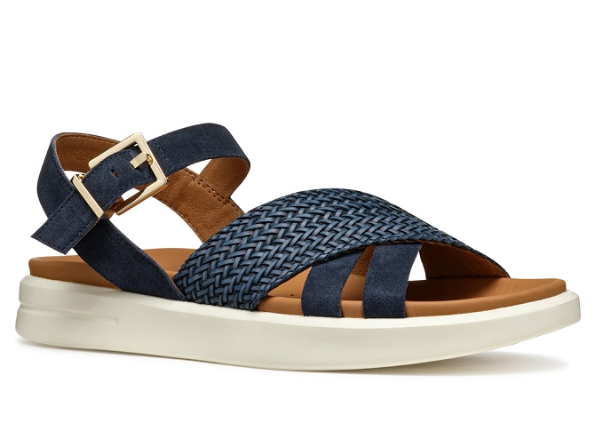 sandales et nu pieds - Confort - femme - Cuir - Bleu Marine - Geox