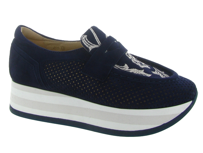 mocassins - Compensé - femme - Nubuck - Bleu Marine - Softwaves