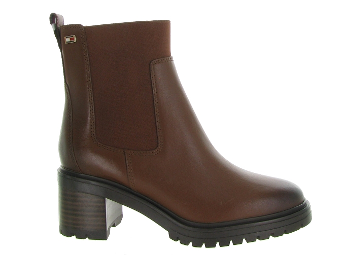 Tommy hilfiger bottines et boots flag mid heel leathezr chelsea marron marron9674201_2