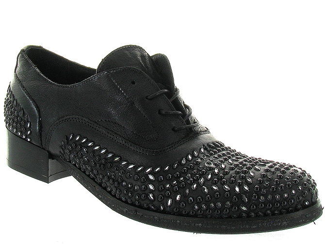 chaussures a lacets - Derby chic - femme - Cuir - Noir - Pezzela