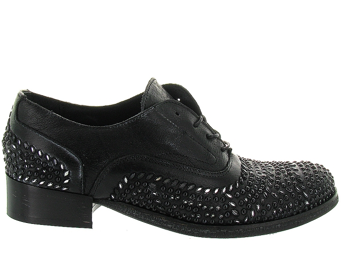 chaussures a lacets - Derby chic - femme - Cuir - Noir - Pezzela9877701_2