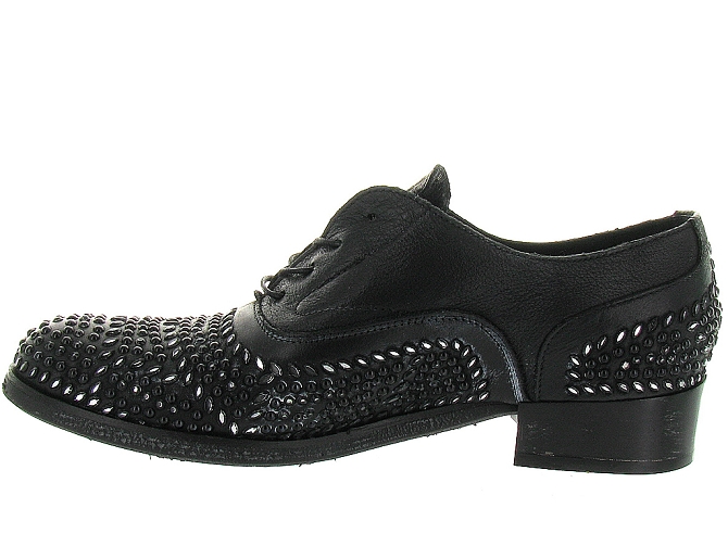 chaussures a lacets - Derby chic - femme - Cuir - Noir - Pezzela9877701_4